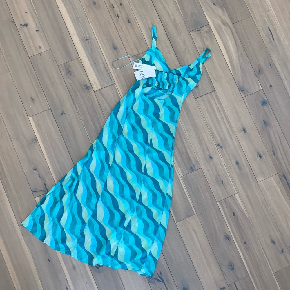 ZARA Wavy Print Midi Dress - Picture 9 of 10